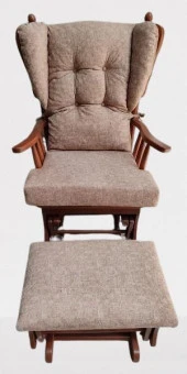 Sallanır Sandalye 90387Model Ayaklık Minder Kayın Ceviz Renk Nubuk Kumaş ElYapım - 8