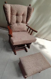 Sallanır Sandalye 90387Model Ayaklık Minder Kayın Ceviz Renk Nubuk Kumaş ElYapım - 10