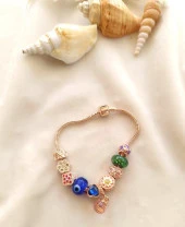 Bileklik Charm Nazar Boncuğu Kalp Yılan Zincir Bileklik thumbnail 3