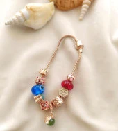 Bileklik Charm Nazar Boncuğu Kalp Yılan Zincir Bileklik thumbnail 3