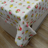 Hayat Home 120x160 Sarı Kırmızı Çiçek Desenli Polyester Dertsiz Masa Örtüsü - 6