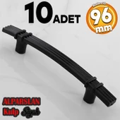Alparslan 96 Mm (SERT PLASTİK) Siyah Çekmece Mobilya Mutfak Dolap Kulbu Kulpu Kulpları 10 Adet - 1