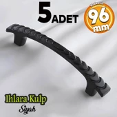 Ihlara 96 Mm (SERT PLASTİK) Siyah Çekmece Mobilya Mutfak Dolap Dolabı Kulbu Kulpu Kulpları 5 Adet - 1