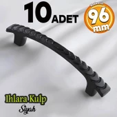 Ihlara 96 mm Kulp Sert Plastik Siyah Çekmece Mobilya Mutfak Dolap Kulbu Kulpu Kulpları 10 ADET - 1