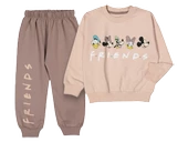 Bisiklet Yaka Uzun Kollu Minnie Mouse Baskılı Kız Çocuk Sweatshirt ve Eşofman Alt 2'li Takım - 1