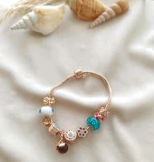 Bileklik Charm Nazar Boncuğu Kalp Yılan Zincir Bileklik - 3