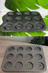 Çiçek Desenli Muffin Kalıbı Kek 12li Cupcake Kek Kapsülü Yapışmaz Mini Tart Kek Kapsülü - 2