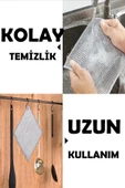 3 Adet Çift Katlı İnox Tel Bulaşık Bezi  Çok Amaçlı Temizlik Ve Ovalama Bezi - 5