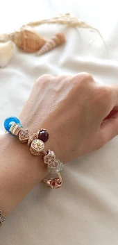 Bileklik Charm Nazar Boncuğu Kalp Yılan Zincir Bileklik thumbnail 3