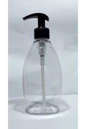 100 Adet 400 Ml Sıvı Sabunluk Siyah Pompalı Yassı Model Boş Şişe thumbnail 2