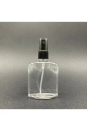 100 Cc Yassı Plastik Şişe - Siyah Spreyli - 100 Ml Spreyli Pet Şişe (20 Adet) thumbnail 1