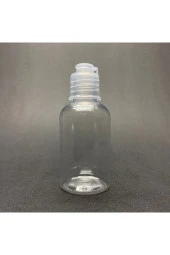 100 Adet 50 Cc Tombul Model Plastik Şişe - Yeni Şeffaf Fliptop Kapaklı - Açılır Kapanır Kapaklı thumbnail 1