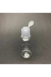 100 Adet 50 Cc Tombul Model Plastik Şişe - Yeni Şeffaf Fliptop Kapaklı - Açılır Kapanır Kapaklı thumbnail 2