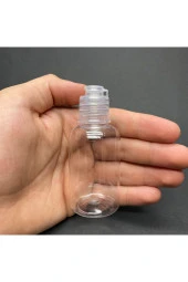 100 Adet 50 Cc Tombul Model Plastik Şişe - Yeni Şeffaf Fliptop Kapaklı - Açılır Kapanır Kapaklı thumbnail 4