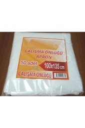 50 Adet Tek Kullanımlık Naylon Önlük Penuar Çalışma Boya Mutfak Kuaför Önlüğü Apron Kullan At thumbnail 1