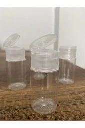 1000 Adet 30 Ml Şeffaf Plastik Şişe + Flip Top Kapak Dezenfektan Şişesi, Açmalı Kapak thumbnail 2