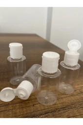 500 Adet 30 ml Şeffaf Plastik Şişe + Flip Top Kapak Dezenfektan Şişesi Açmalı Kapak thumbnail 1