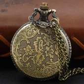 Zümrüt Yeşili Bronz Renkli Antik Güneş Ve Kutup Yıldızı Figürlü Saat Kadın Kolye SL8094 - 3