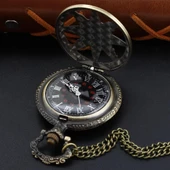 Zümrüt Yeşili Bronz Renkli Antik Güneş Ve Kutup Yıldızı Figürlü Saat Kadın Kolye SL8094 - 5