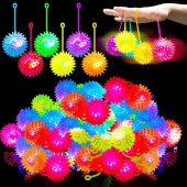 4 PCS FLASHING SPIKY LİGHT BALL 4 ADET SESLİ LED IŞIKLI KİRPİ YOYO TOP STRES OYUNCAĞI PİLLİ IŞIK thumbnail 1