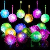 4 PCS FLASHING SPIKY LİGHT BALL 4 ADET SESLİ LED IŞIKLI KİRPİ YOYO TOP STRES OYUNCAĞI PİLLİ IŞIK thumbnail 2
