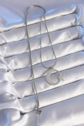 316L Çelik Gümüş Renk Ay Yıldız Model Unisex Kolye - EBJ240714W25390 thumbnail 3