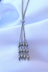 316L Çelik Gümüş Renk Boyu Ayarlanabilir Sallantılı Model Kolye - EBJ240714W25394 thumbnail 2