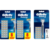 Gillette Sensor3 Erkek Tıraş Bıçakları 8+8 +6 yedek + Makina - 1