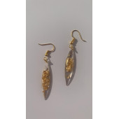 Şeffaf Renkli Gold Varak Süslemeli Gold Aksesuar Parlak Büyük Simetrik Şekil Sallantılı Epoksi Küpe thumbnail 2