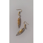 Şeffaf Renkli Gold Varak Süslemeli Gold Aksesuar Parlak Büyük Simetrik Şekil Sallantılı Epoksi Küpe thumbnail 6