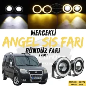 Fiat Doblo D2 2005-2010 Uyumlu Üniversal Mercekli Angel Sis Farı Metal Su Geçirmez 76 mm Sarı Halkalı Gündüz Farı Angel Eyes 2 Adet - 1