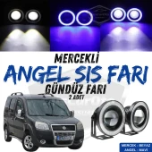 Fiat Doblo D2 2005-2010 Uyumlu Üniversal Mercekli Angel Sis Farı Metal Su Geçirmez 76 mm Mavi Halkalı Gündüz Farı Angel Eyes 2 Adet - 1