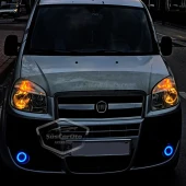 Fiat Doblo D2 2005-2010 Uyumlu Üniversal Mercekli Angel Sis Farı Metal Su Geçirmez 76 mm Mavi Halkalı Gündüz Farı Angel Eyes 2 Adet - 5