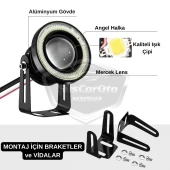 Fiat Doblo D2 2005-2010 Uyumlu Üniversal Mercekli Angel Sis Farı Metal Su Geçirmez 76 mm Mavi Halkalı Gündüz Farı Angel Eyes 2 Adet - 8