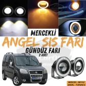 Fiat Doblo D2 2005-2010 Uyumlu Üniversal Mercekli Angel Sis Farı Metal Su Geçirmez 76 mm Turuncu Halkalı Gündüz Farı Angel Eyes 2 Adet - 1