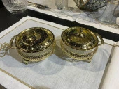 QUEEN ANNE 2 li YUVARLAK ŞEKERLİK GOLD - 2