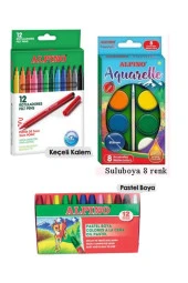 Okul Kırtasiye Seti 15 Parça 1 Paket Alpino Keçeli Kalem Kuruboya Pastel Boya Oyun Hamuru Makas Stick Yapıştırıcı - 3