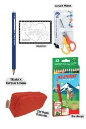 Okul Kırtasiye Seti 15 Parça 1 Paket Alpino Keçeli Kalem Kuruboya Pastel Boya Oyun Hamuru Makas Stick Yapıştırıcı - 4