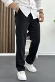Erkek Rahat Kesim Keten Pantolon Siyah Edw138 thumbnail 1