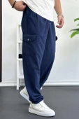 Erkek Baggy Kalıp Kargo Cepli Pantolon Lacivert Edw131 - 2