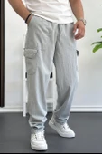 Erkek Baggy Kalıp Kargo Cepli Pantolon Gri Edw131 thumbnail 1