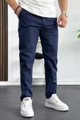 Erkek Slim Fit İnce Keten Pantolon Lacivert Edw114 - 1