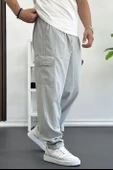 Erkek Baggy Kalıp Kargo Cepli Pantolon Gri Edw131 thumbnail 2