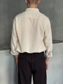 Erkek Oversize Kesim Keten Görünümlü Gömlek - 2