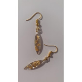 Şeffaf Renkli Gold Varak Süslemeli Gold Aksesuar Parlak Küçük Simetrik Şekil Sallantılı Epoksi Küpe thumbnail 1