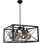 AVONNI AV-60127-4BSY Siyah Boyalı Modern Avize, E27, Metal, Cam, 45cm - 1