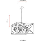 AVONNI AV-60127-4BSY Siyah Boyalı Modern Avize, E27, Metal, Cam, 45cm - 5
