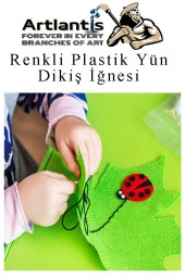 Renkli Plastik Yün İğnesi 9 cm 10 Adet Plastik Dikiş İğnesi Plastik Örgü Dikme İplik İğne Dokuma İğnesi - 6
