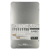 Bruno Visconti Sketch & Art Jumbo Dereceli Kalem Seti 9'lu Metal Kutu (HB-14B) 3.5 mm Mine - 2