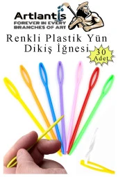 Renkli Plastik Yün İğnesi 9 cm 20 Adet Plastik Dikiş İğnesi Plastik Örgü Dikme İplik İğne Dokuma İğnesi - 1